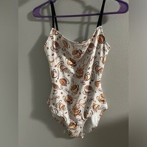 Coffee patterned leotard size L